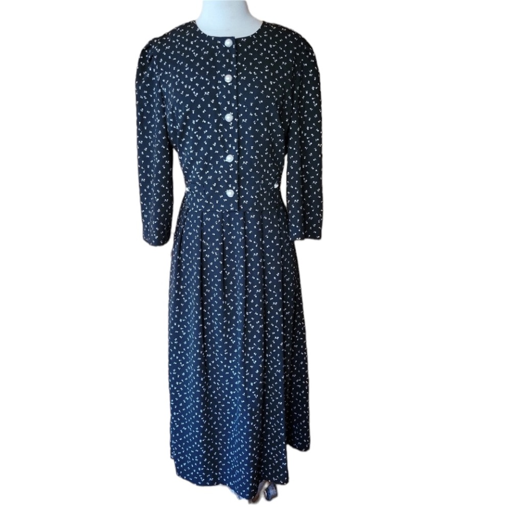 Vintage Periwinkle Black & White Floral Maxi Caree
